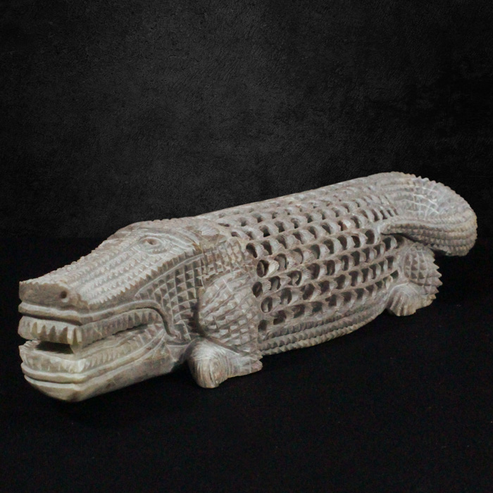 Varanasi Soft Stone Jali Crocodile (12 Inches)