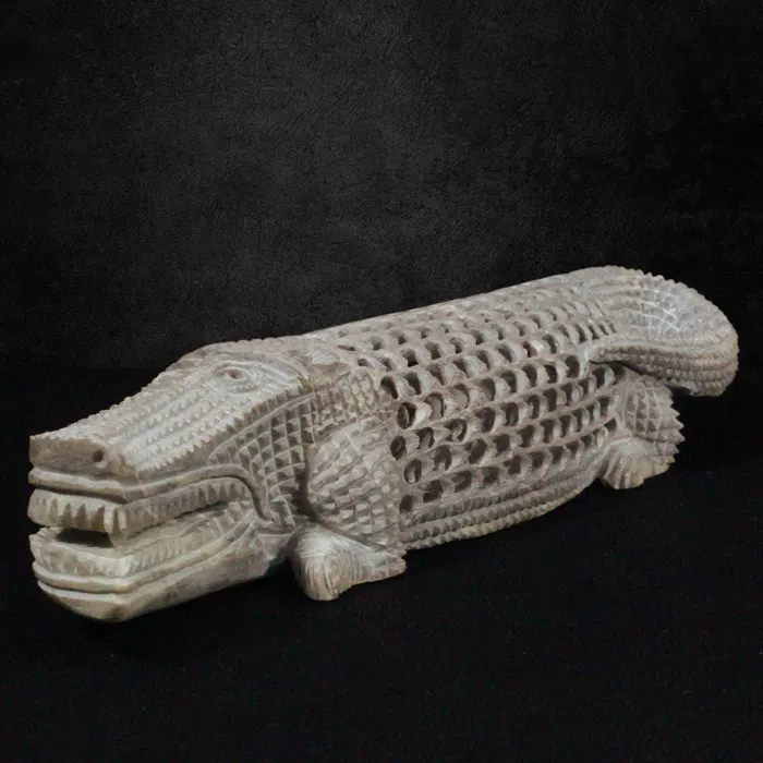 Varanasi Soft Stone Jali Crocodile (12 Inches)