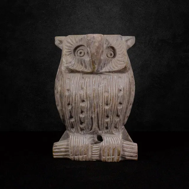 Varanasi Soft Stone Sitting Owl (3.5 Inches)