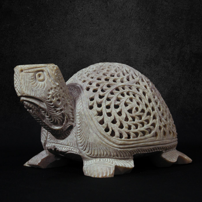Varanasi Soft Stone Jali Tortoise (6 Inches)