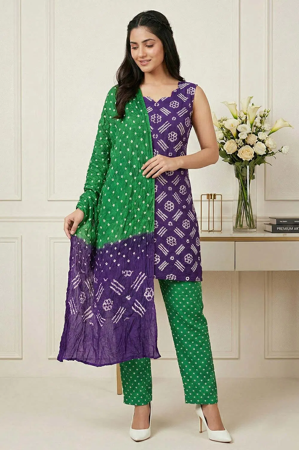 Jamnagari Bandhani Salwar Suit Dress Material