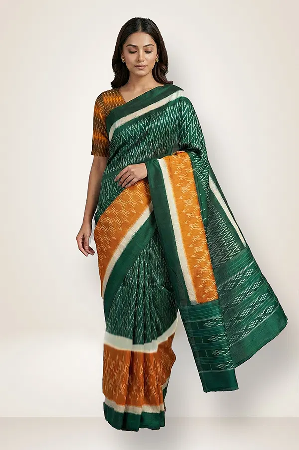 Pochampally Double Ikat Pure Cotton Saree