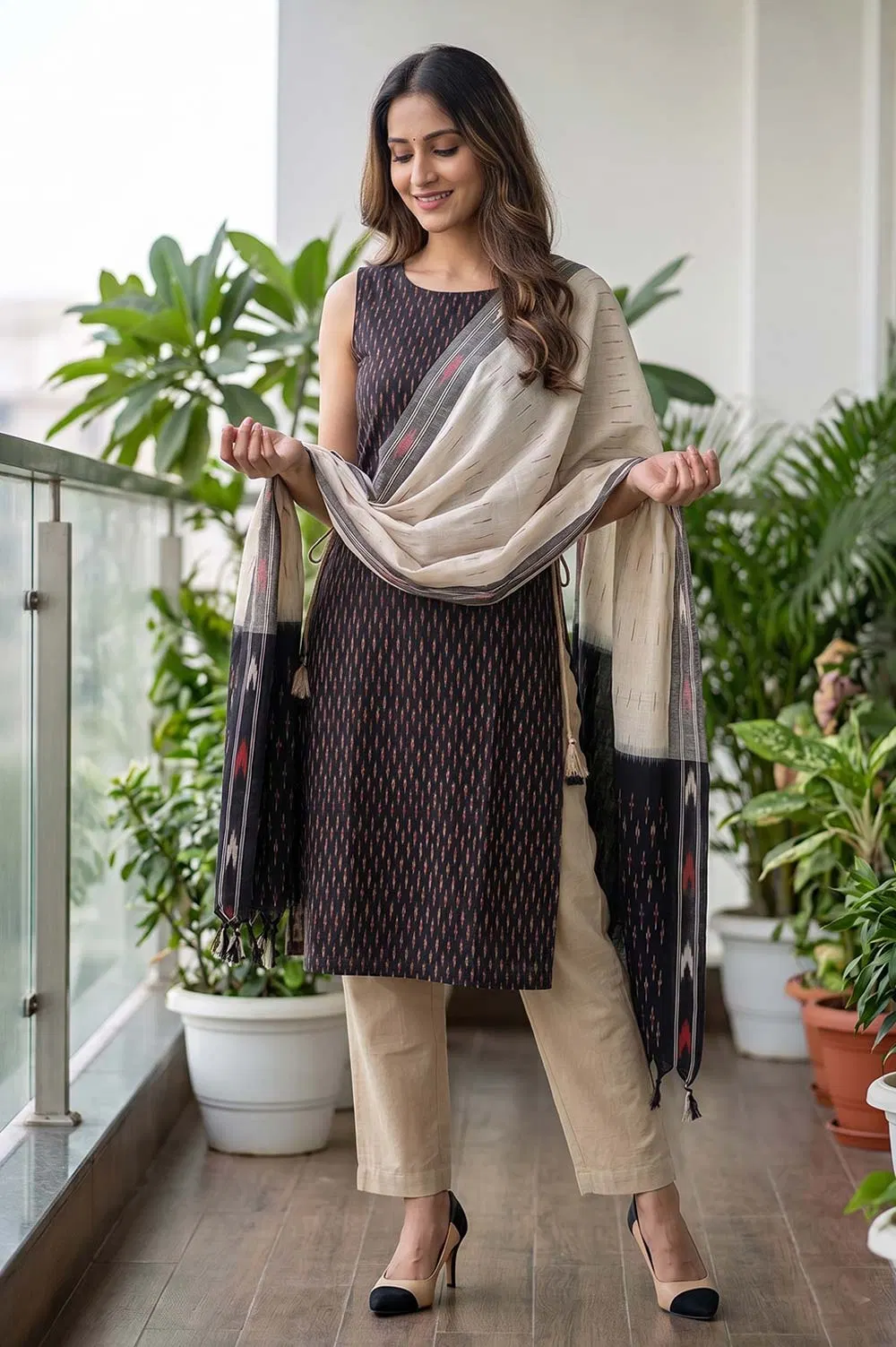 Pochampally Single Ikat Salwar Suit with Double Ikat Dupatta