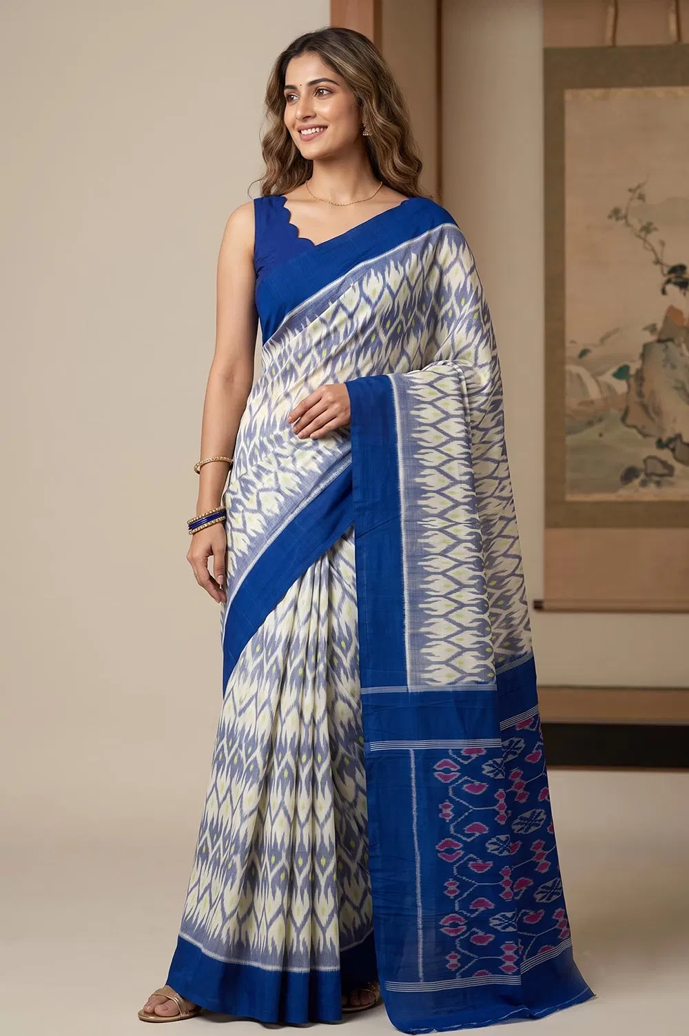 Pochampally Double Ikat Pure Cotton Saree