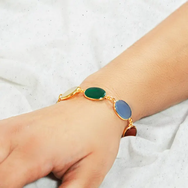 Cambay Agates Bracelets - Multi Colour Oval