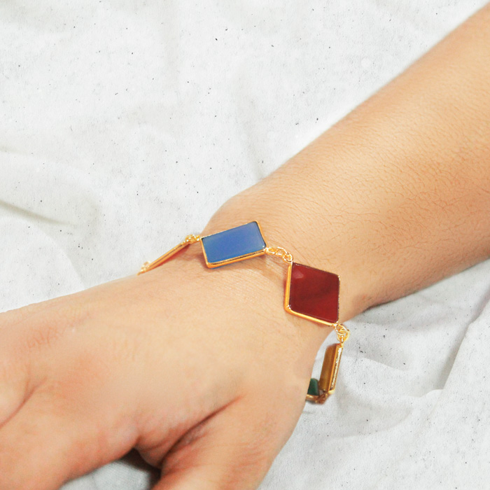 Cambay Agates Bracelets - Multi Colour Square