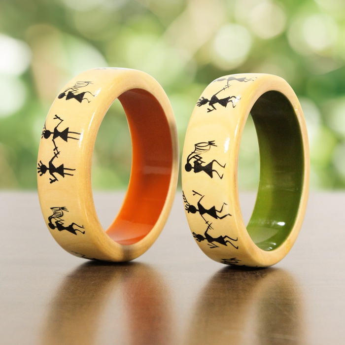 Channapatna Eco-friendly Tribal Art Bangle (Pair) -2.6 Inch Dia