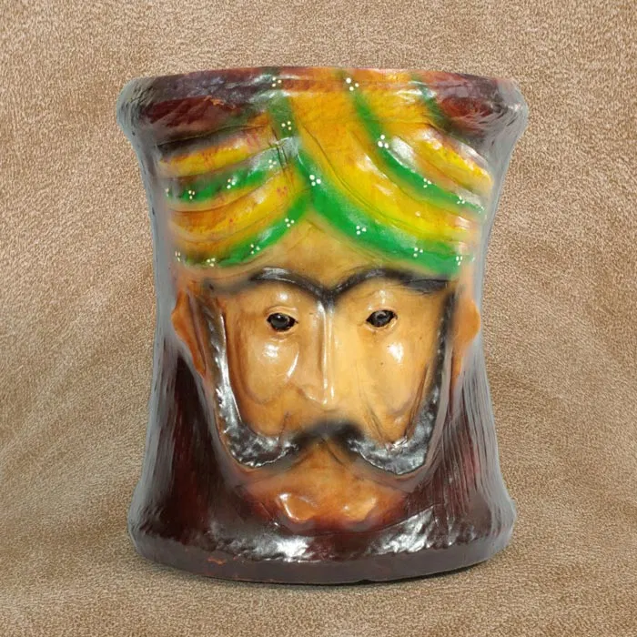 Indore Leather Craft Man Face Stool - 1.3 Feet