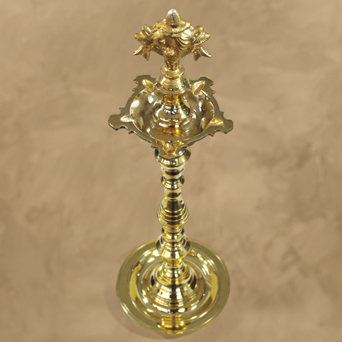 Nachiarkoil Brass Lamp Shanka-Chakra (Single) - 16 Inches (1-1.2 Kg)