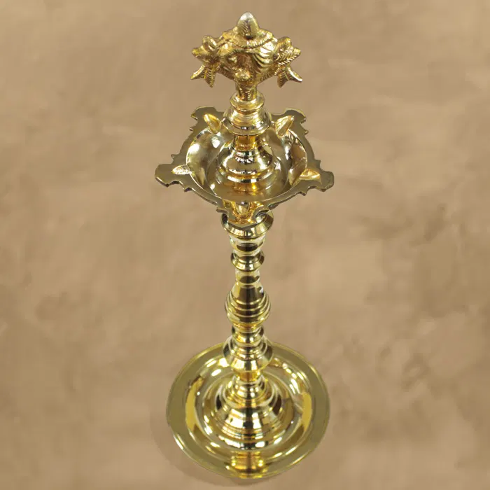 Nachiarkoil Brass Lamp Shanka-Chakra (Single) - 16 Inches (1-1.2 Kg)