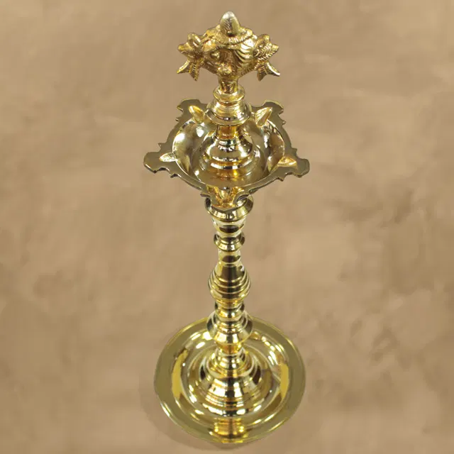 Nachiarkoil Brass Lamp Shanka-Chakra (Single) - 16 Inches (1-1.2 Kg)