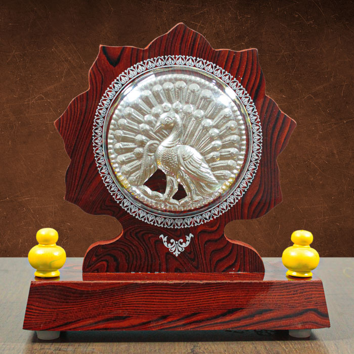Thanjavur Art Plate Peacock Star (Memento) - 3.5 Inch Dia