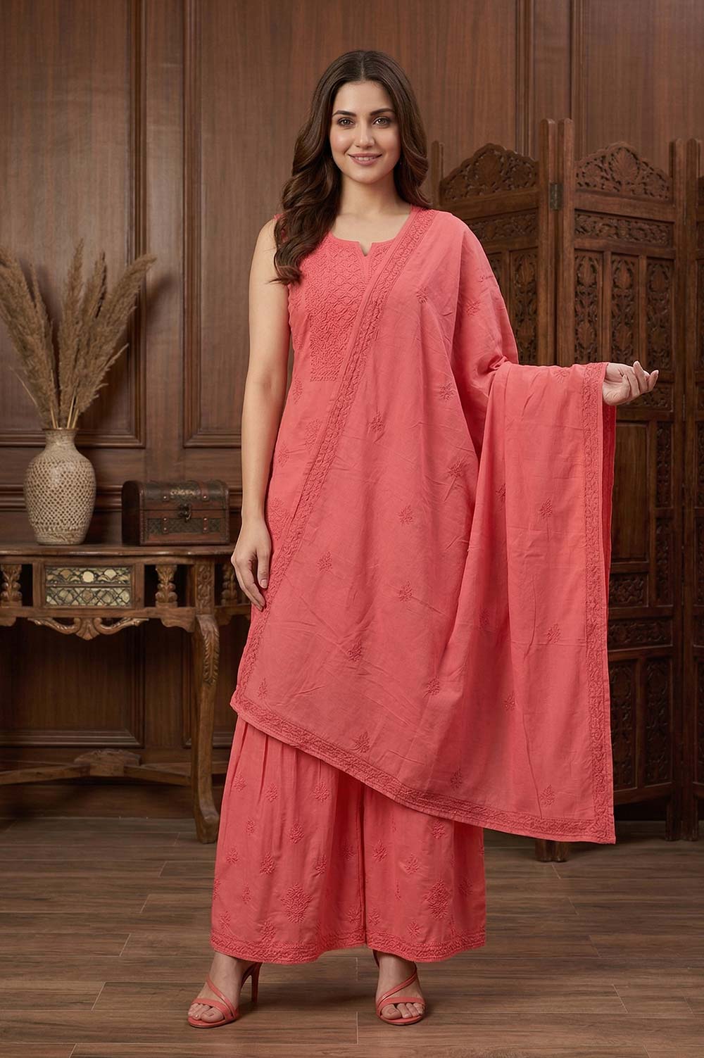 Lucknow Chikankari Hand Embroidered Salwar Suit Set
