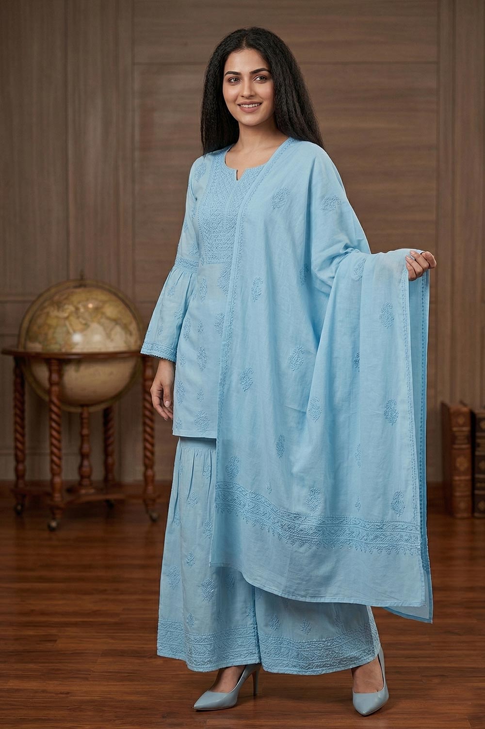 Lucknow Chikankari Hand Embroidered Salwar Suit Set