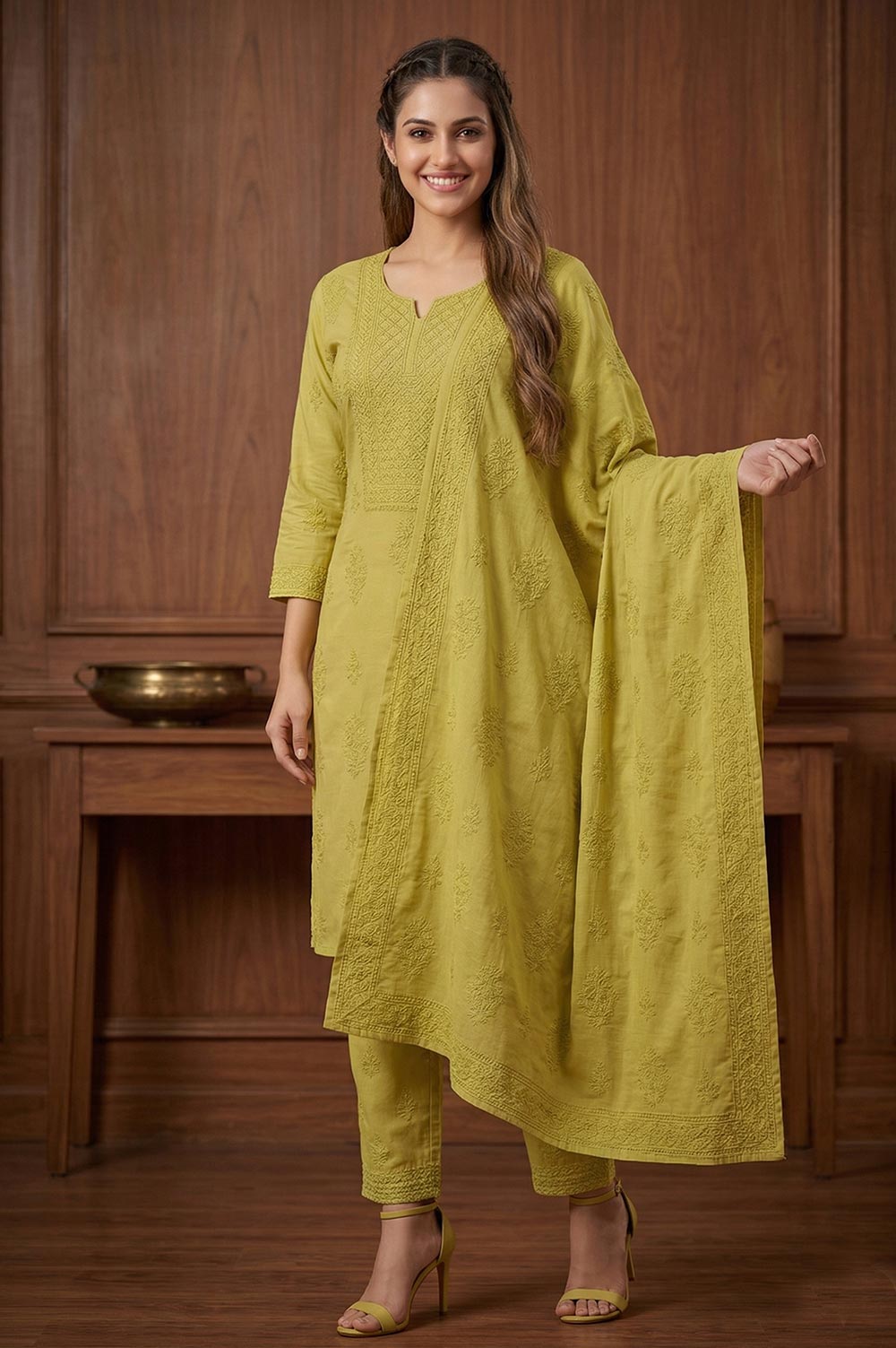 Lucknow Chikankari Hand Embroidered Salwar Suit Set