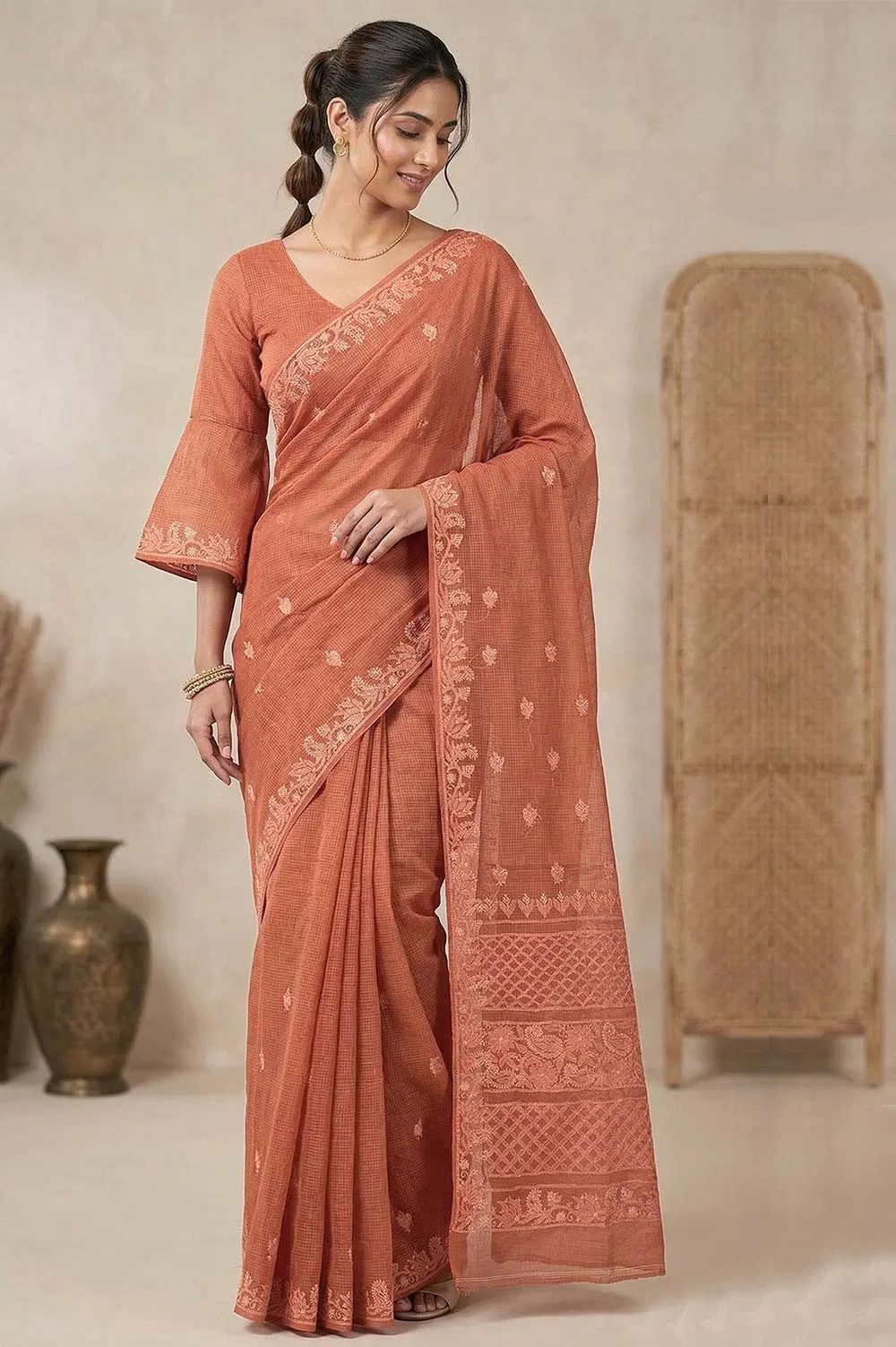 Lucknow Chikankari Hand Embroidered Saree
