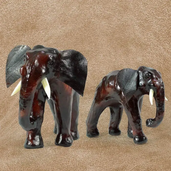Indore Leather Toys Elephant (7x5 Inch) - Pair