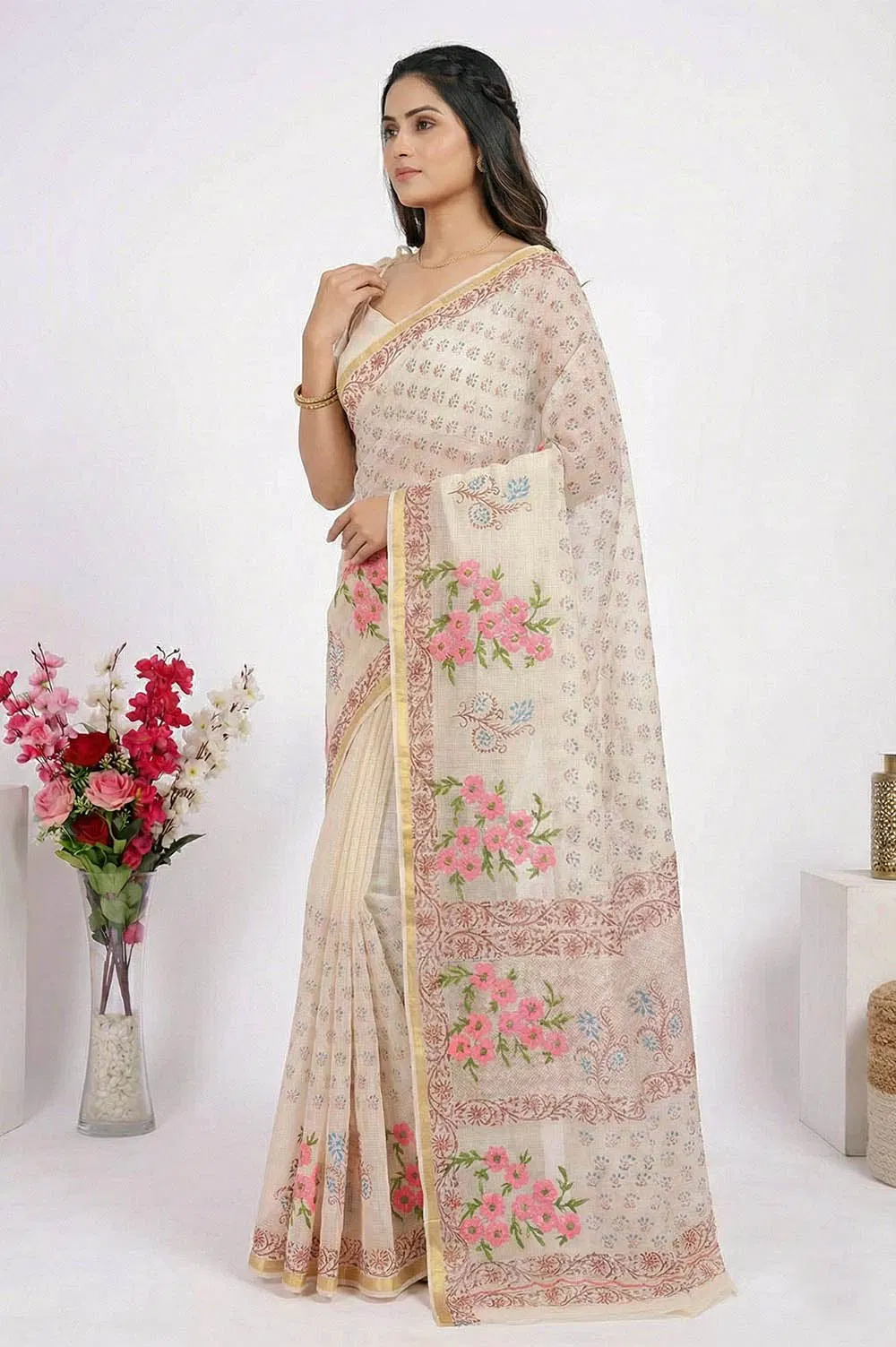 Kota Embroidery work Saree