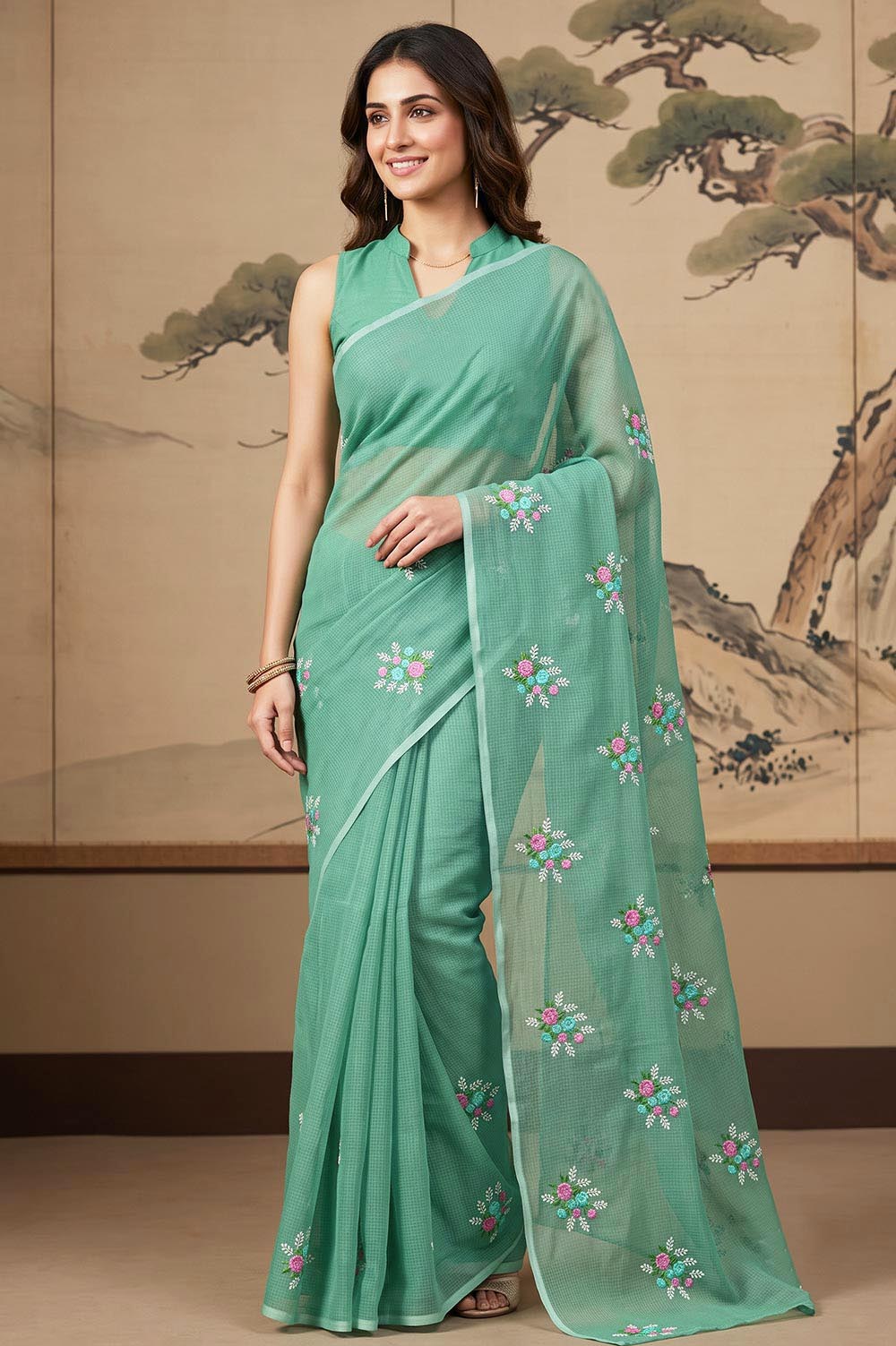 Kota Embroidery work Saree