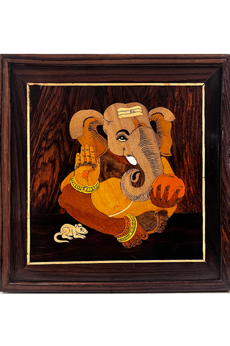 Mysore Rose Wood Inlay - Ganesha (13*13) Inches