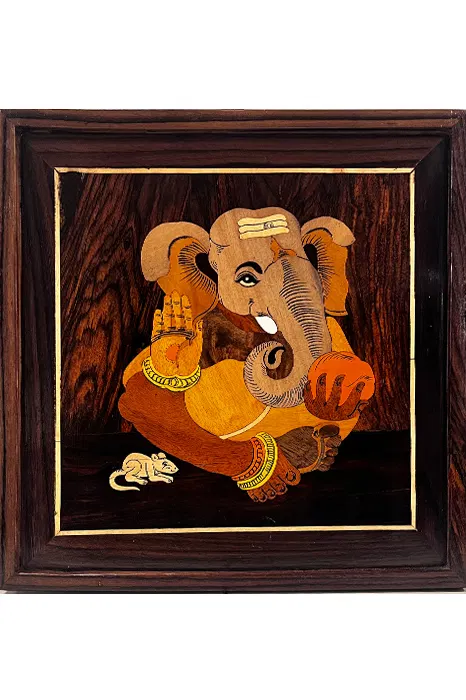 Mysore Rose Wood Inlay - Ganesha (13*13) Inches