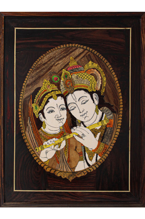 Mysore Rose Wood Inlay - Radha Krishna Theme (18*25) Inches