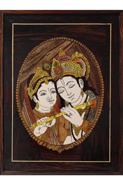 Mysore Rose Wood Inlay - Radha Krishna Theme (18*25) Inches