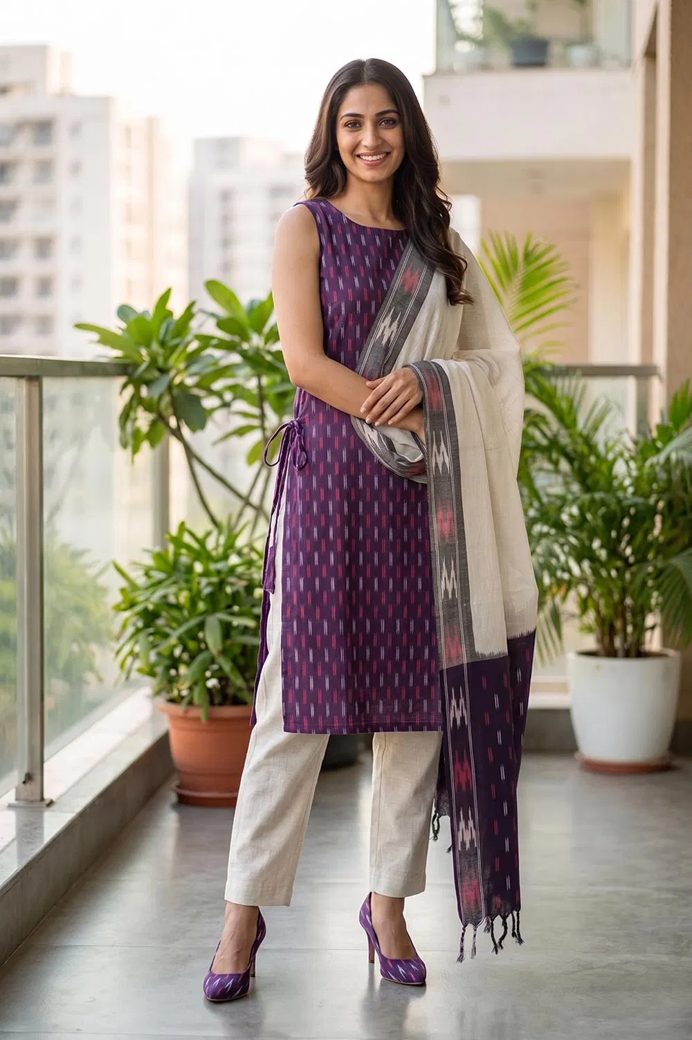 Pochampally Single Ikat Salwar Suit with Double Ikat Dupatta