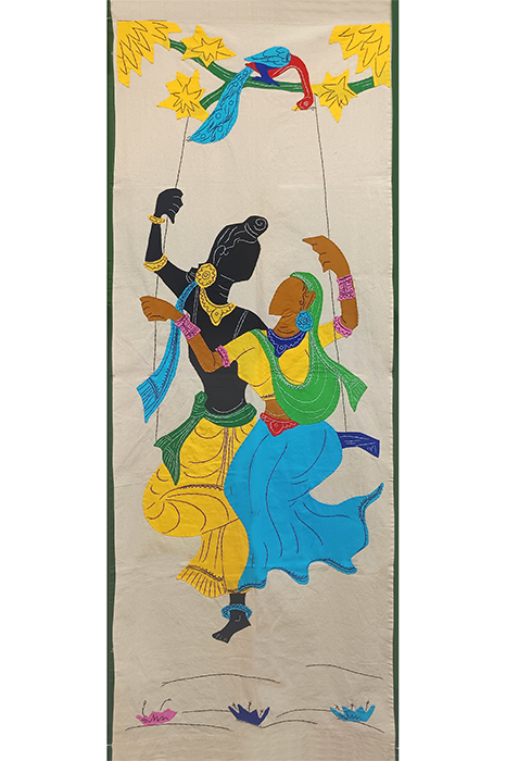 Pipli Applique Work Radha-Krishna on Swing (1.6x4.3) feet