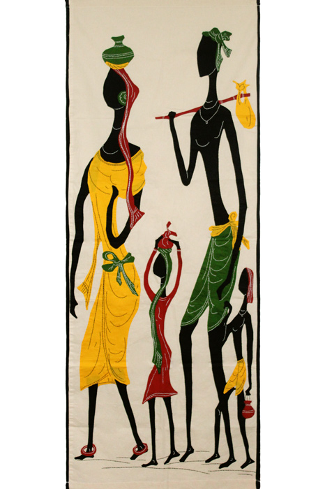 Pipli Applique Work Tribal Family on a Trip (1.6x4.6) feet
