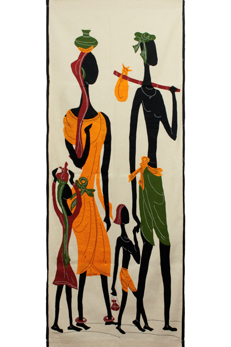 Pipli Applique Work Tribal Family on a Trip (1.6x4.6) feet