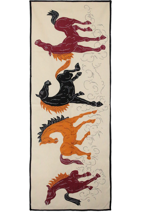 Pipli Applique Work Herd of Horses (4.4x1.6) feet