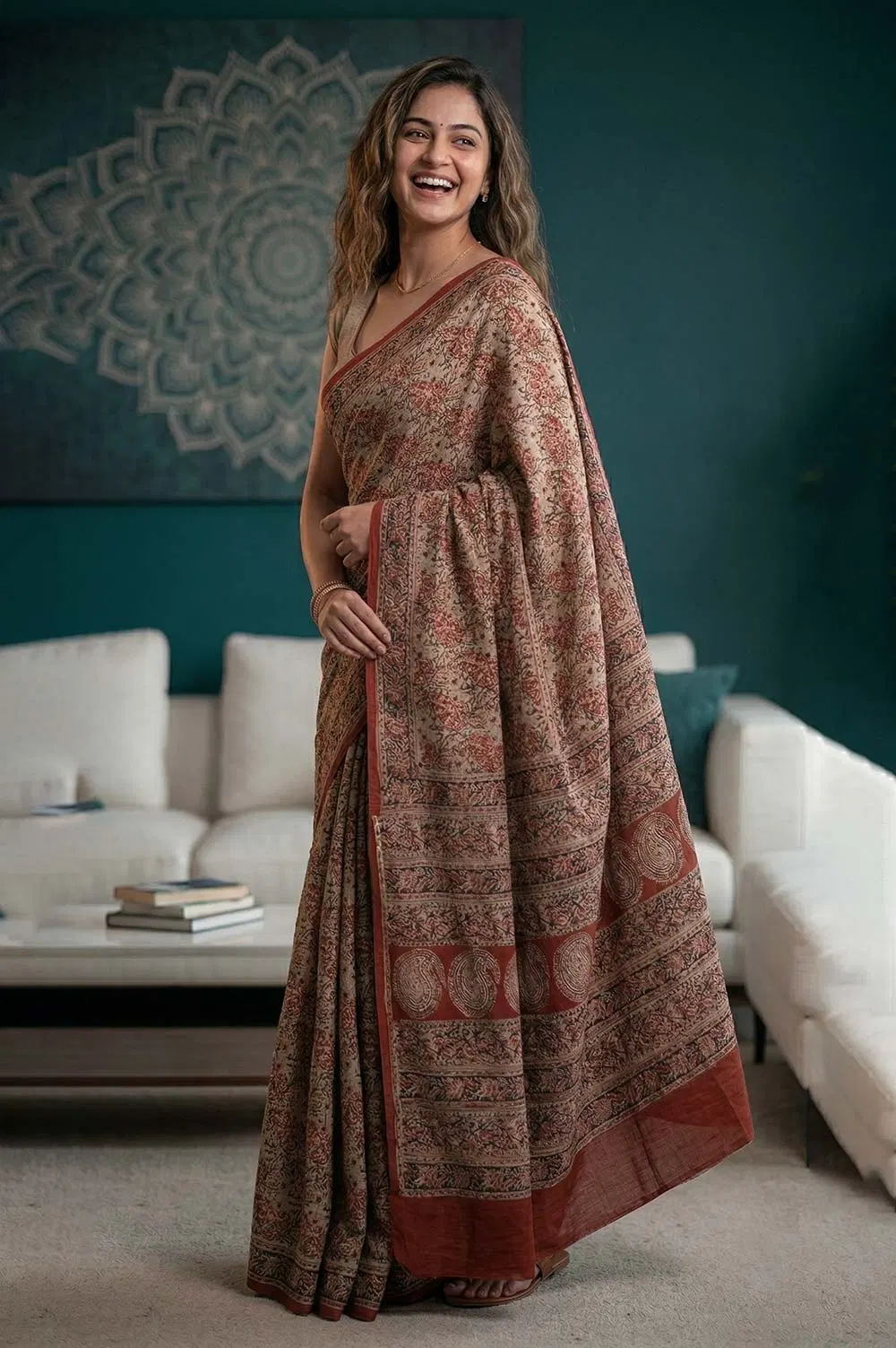 Hand Block Printed Machilipatnam Kalamkari Saree