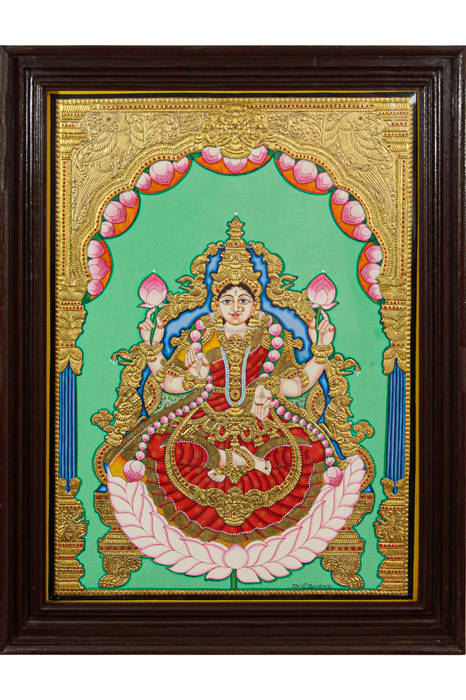 Maha Lakshmi Mysore Painting -22KT Gold Leaf (21*27) Inches