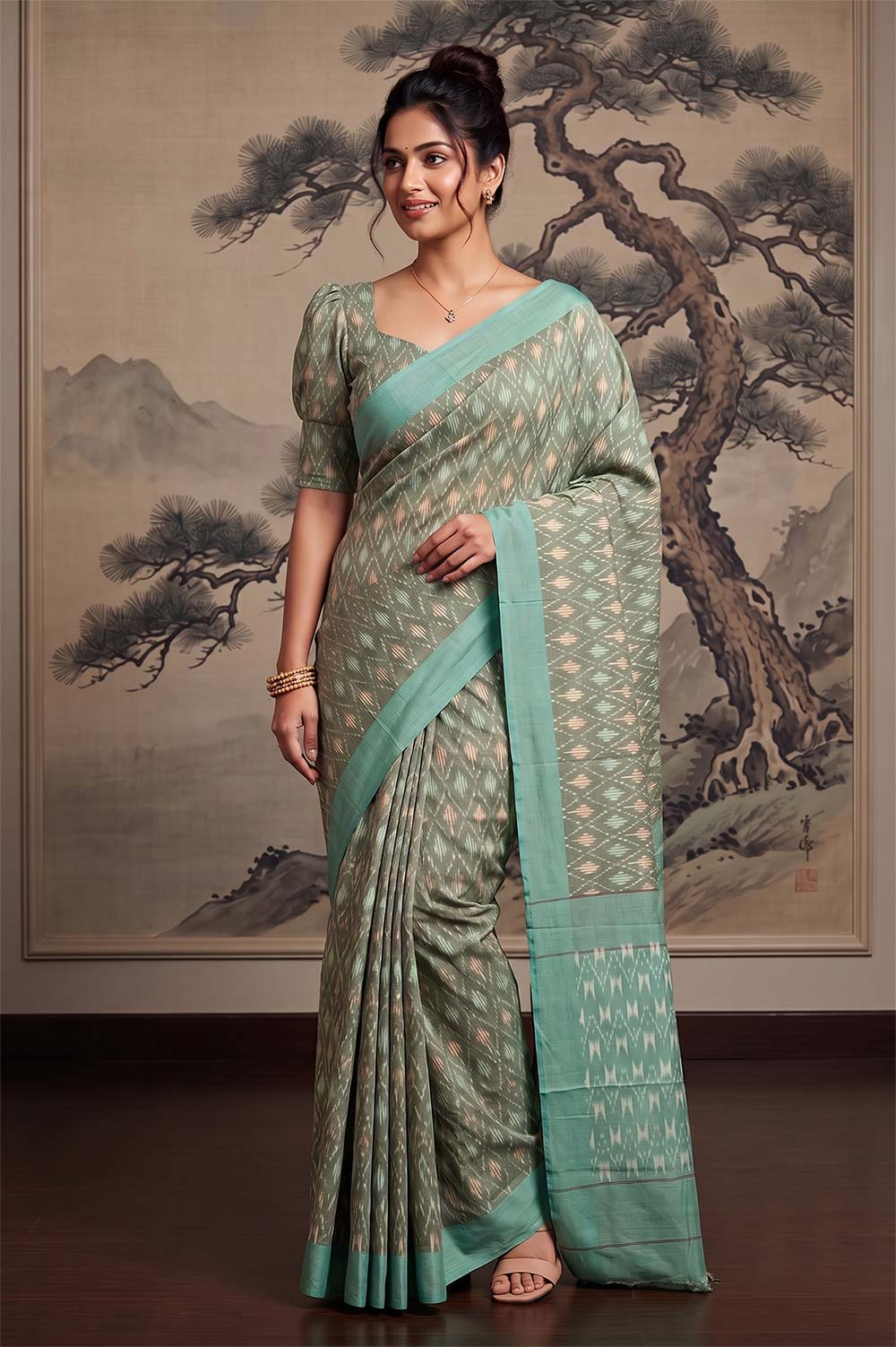 Pochampally Double Ikat Cotton Saree