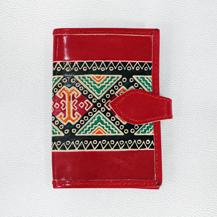Santiniketan Leather Hand Block Printed - Card Holder (4.5x5.5) Inches