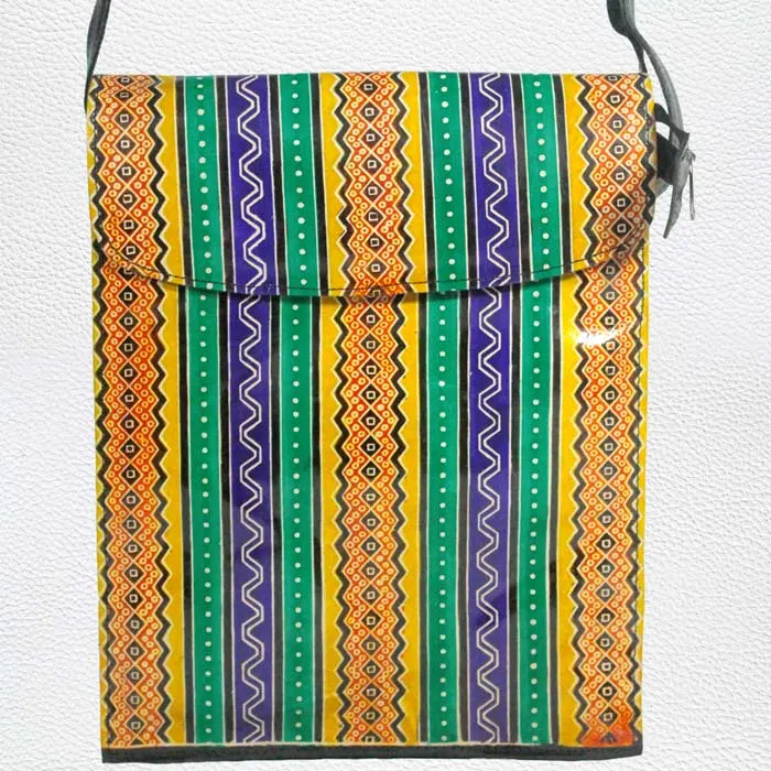 Santiniketan Leather Hand Block Printed - Laptop Bag (11x14) Inches