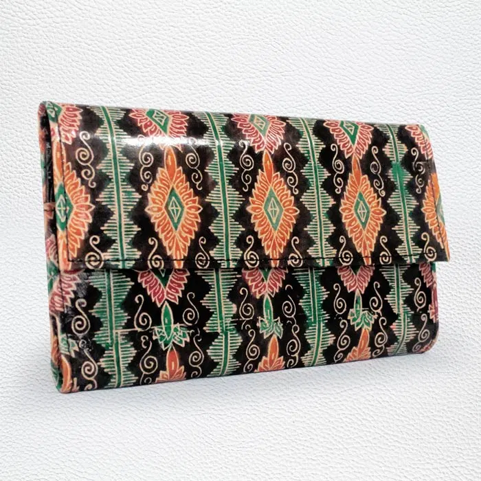 Santiniketan Leather Hand Block Printed - Wallet (9x5.5) Inches