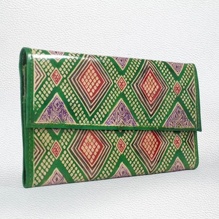 Santiniketan Leather Hand Block Printed - Wallet (9x5.5) Inches
