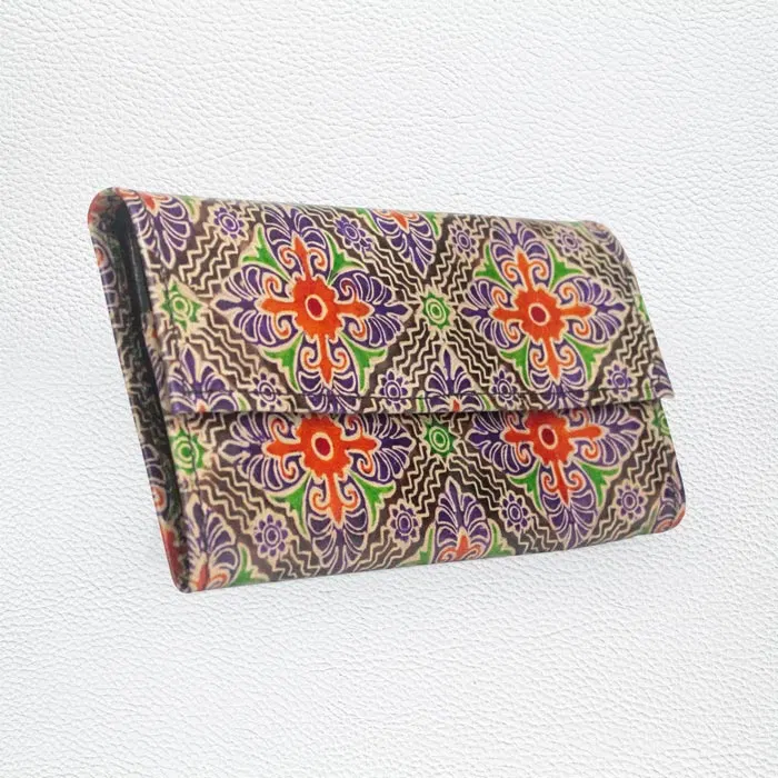 Santiniketan Leather Hand Block Printed - Wallet (8x4.5) Inches