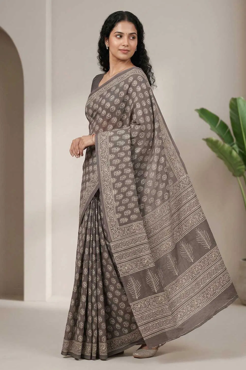 Bagru Hand Block Print Cotton Saree