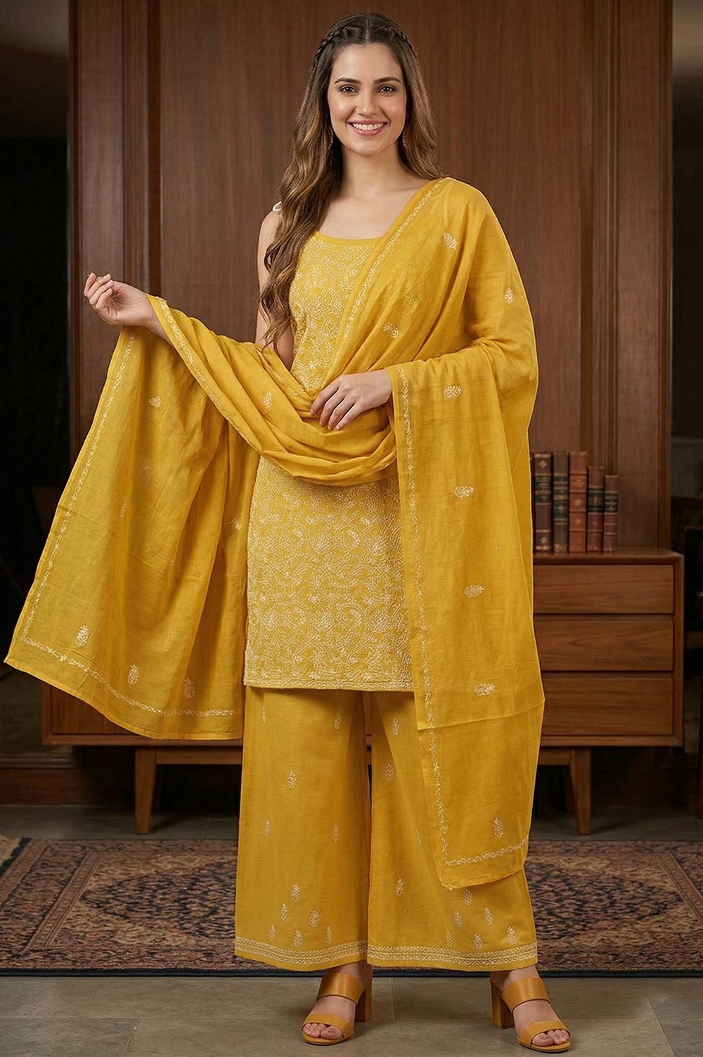 Lucknow Chikankari Hand Embroidered Salwar Suit Set