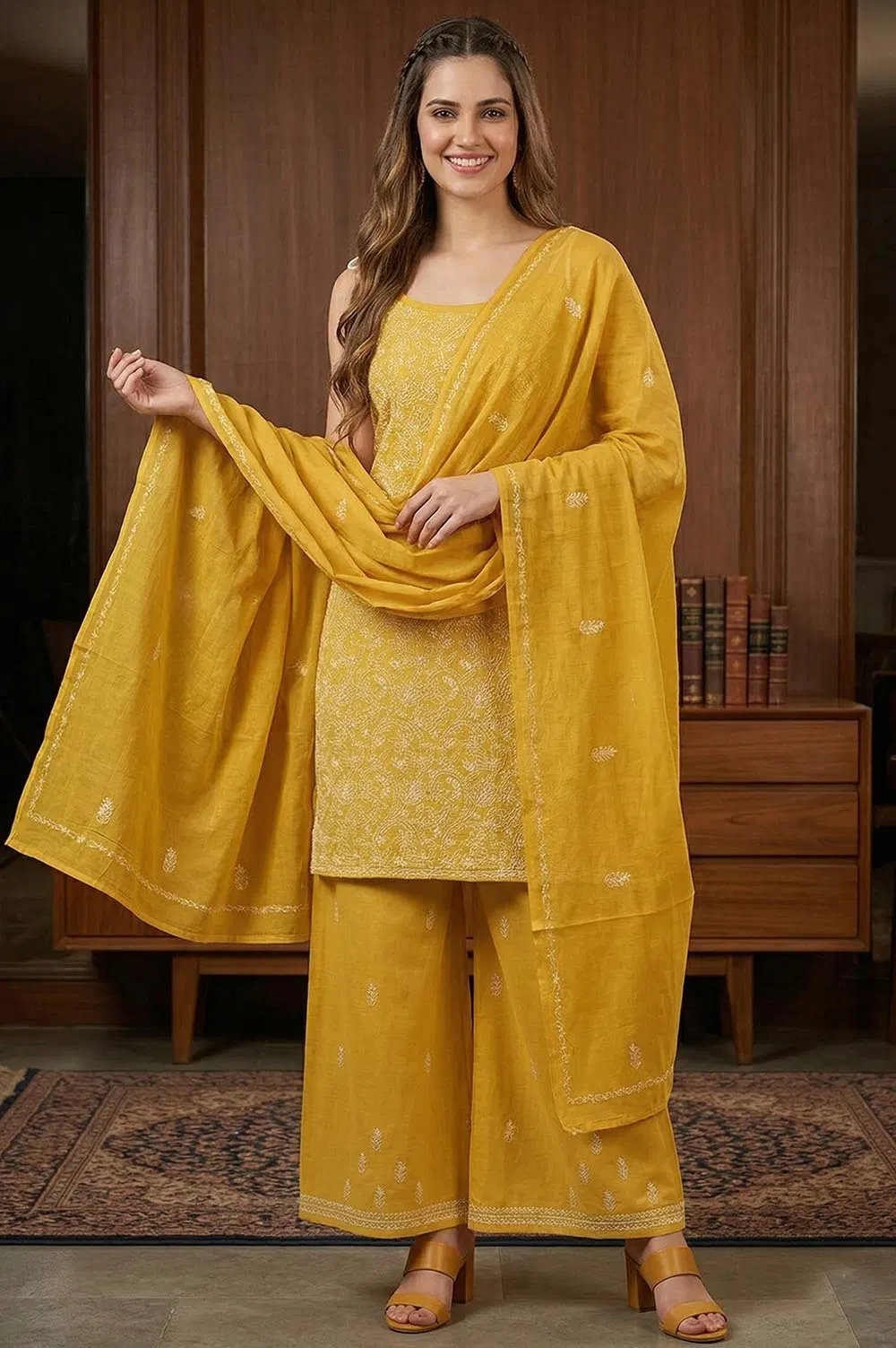 Lucknow Chikankari Hand Embroidered Salwar Suit Set
