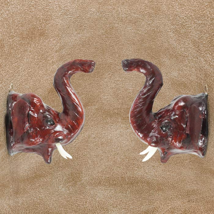 Indore Leather Craft Elephant Wall Hanging (6 Inch) - Pair