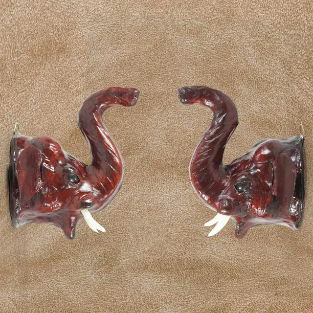 Indore Leather Craft Elephant Wall Hanging (6 Inch) - Pair