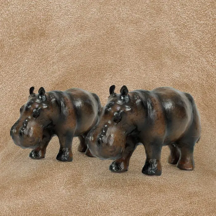 Indore Leather Toys Hippo (6x4 Inch) - Pair