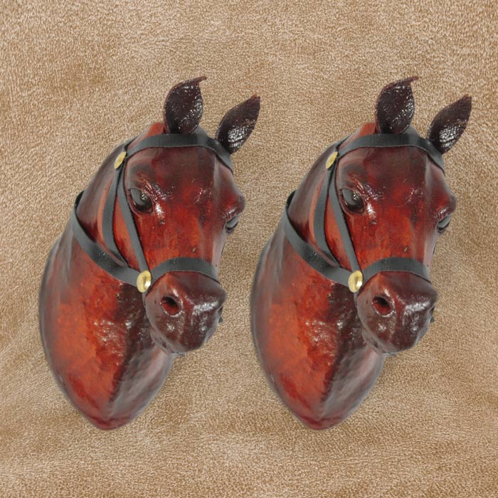 Indore Leather Craft Horse Wall Hanging (6 Inch) - Pair