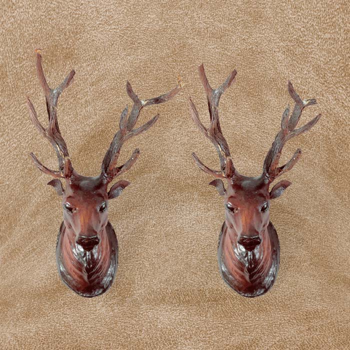 Indore Leather Craft Deer Wall Hanging (10 Inch) - Pair