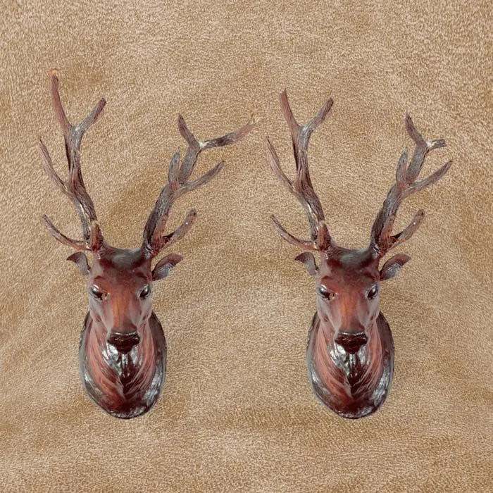 Indore Leather Craft Deer Wall Hanging (10 Inch) - Pair