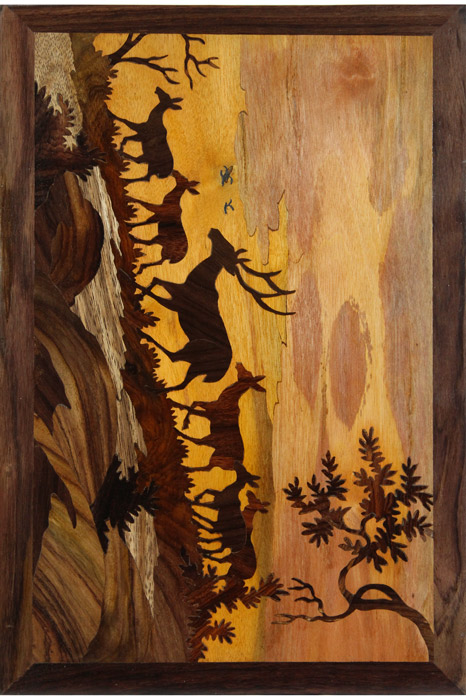Mysore Rose Wood Inlay - Deer (18*12) Inches